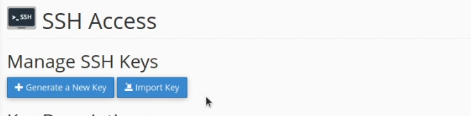 Select ‘Generate a New Key’ or ‘Import Key’.